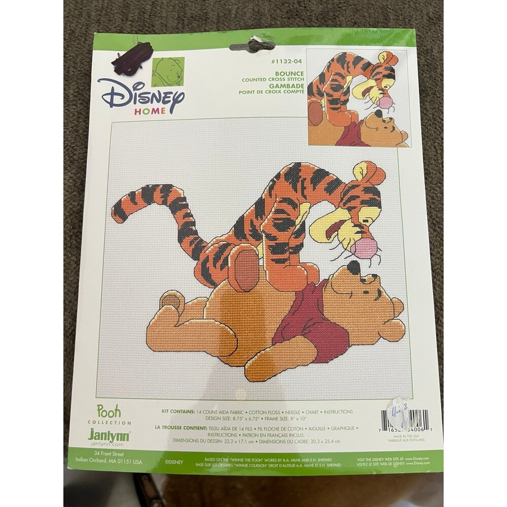 Vtg Janlynn Disney Home Winnie the Pooh Tigger Bounce Cross Stitch Kit 1132-04